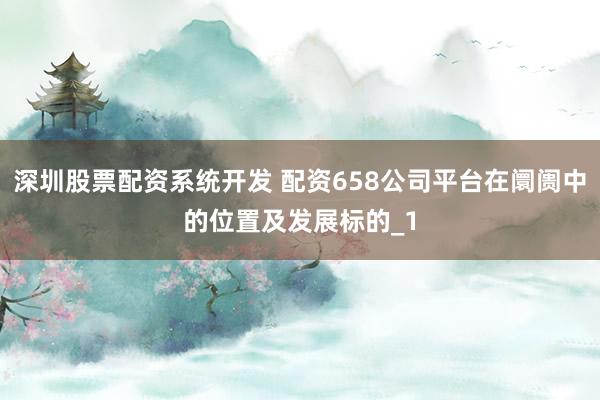 深圳股票配资系统开发 配资658公司平台在阛阓中的位置及发展标的_1