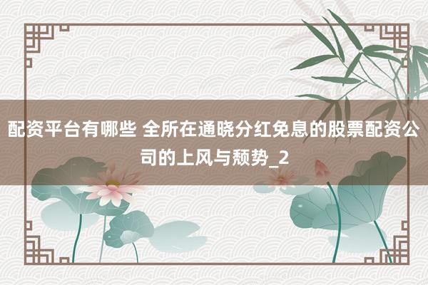配资平台有哪些 全所在通晓分红免息的股票配资公司的上风与颓势_2