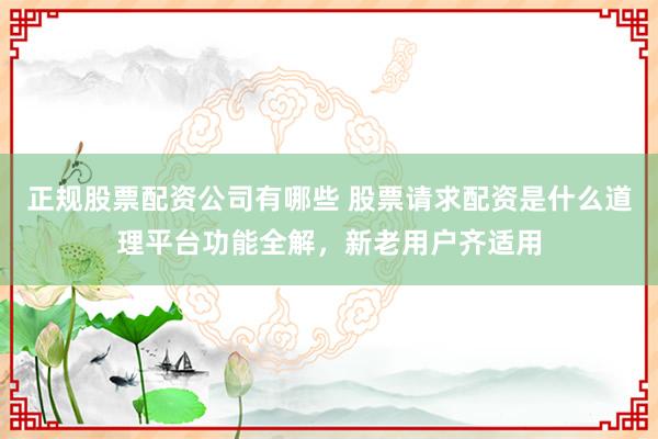 正规股票配资公司有哪些 股票请求配资是什么道理平台功能全解，新老用户齐适用
